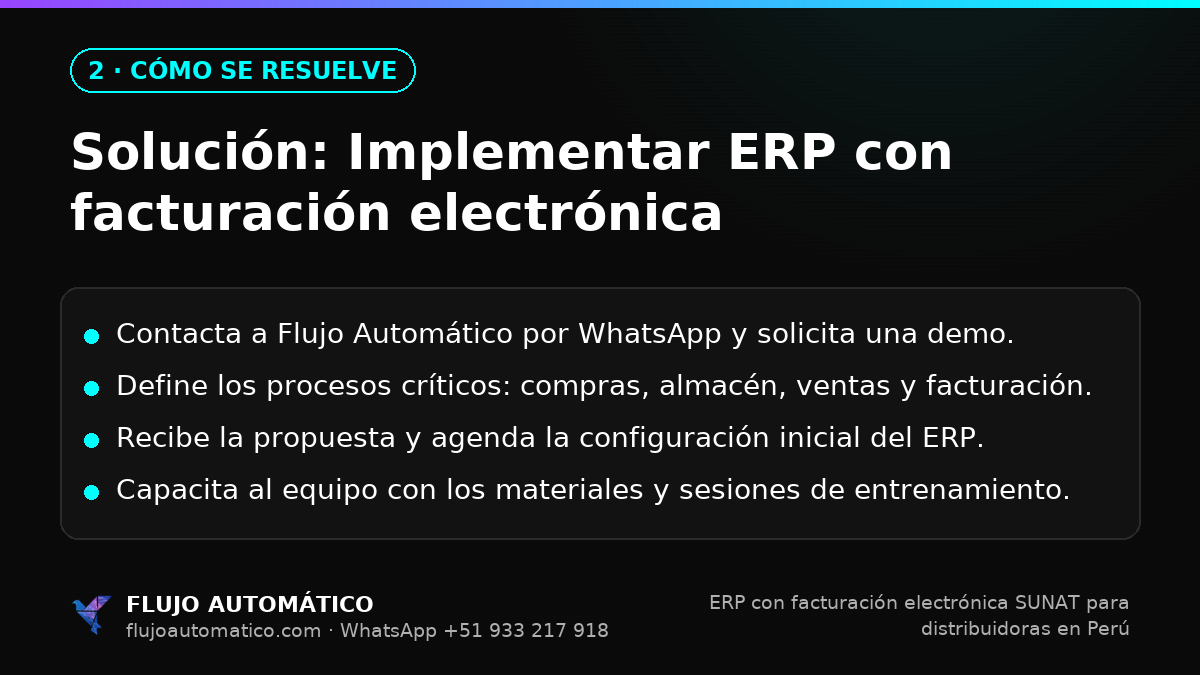 Cómo se resuelve: Solución: Implementar ERP con facturación electrónica